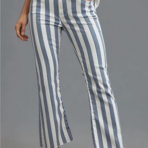 Frame Denim Blue and White Striped Ankle Jeans